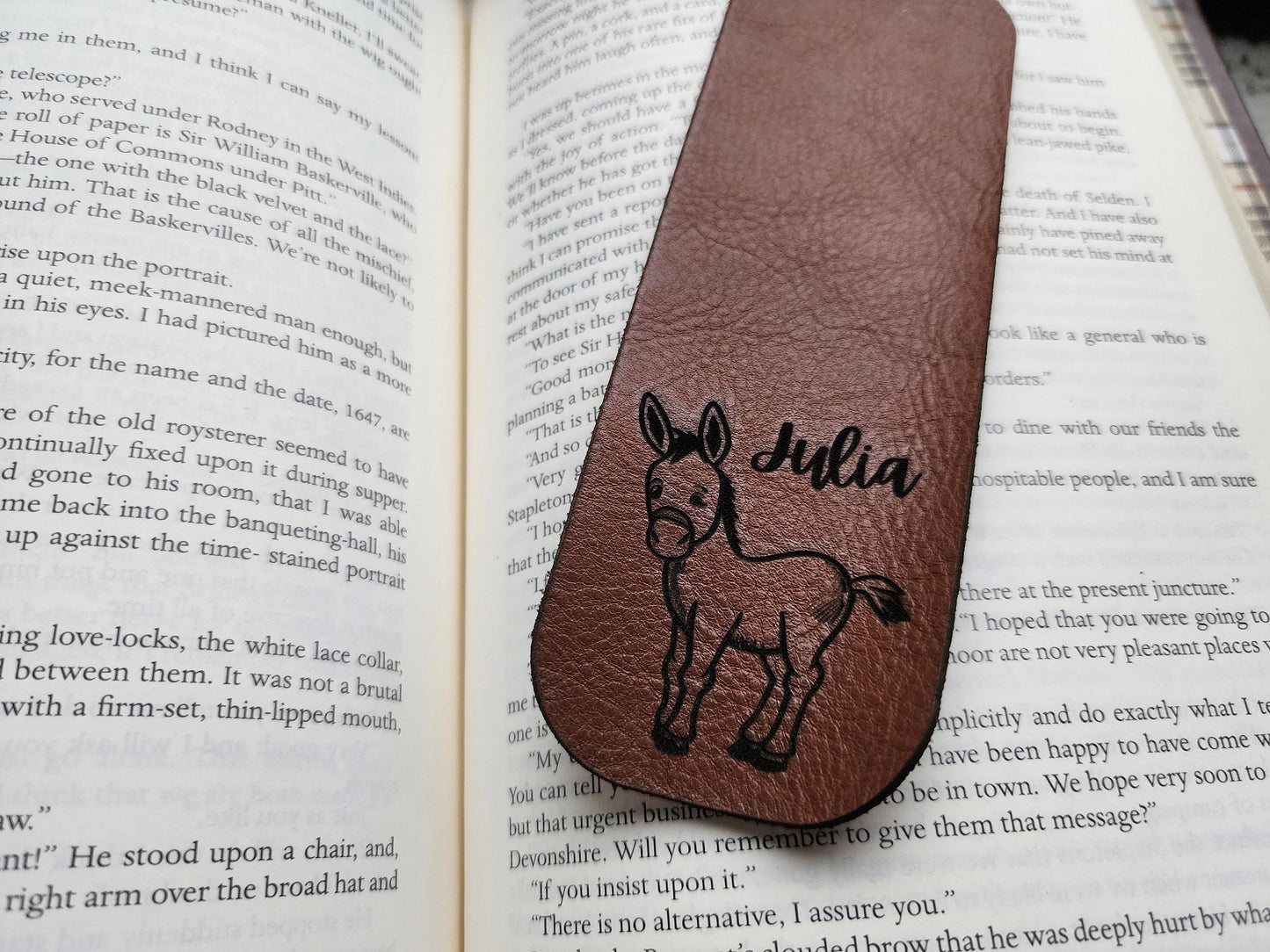 Custom Leather Bookmark | Gifts for him and her| Book Lovers | Cat and Donkey Bookmarks | Cats and books