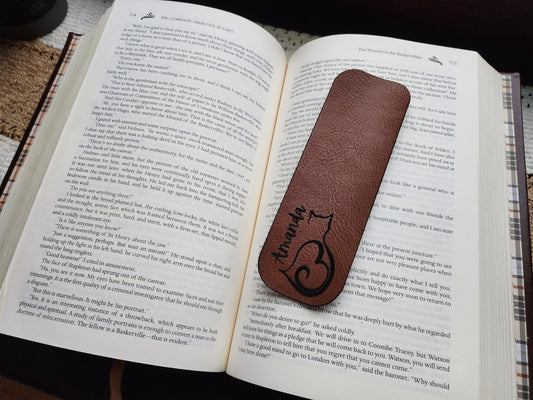 Custom Leather Bookmark | Gifts for him and her| Book Lovers | Cat and Donkey Bookmarks | Cats and books