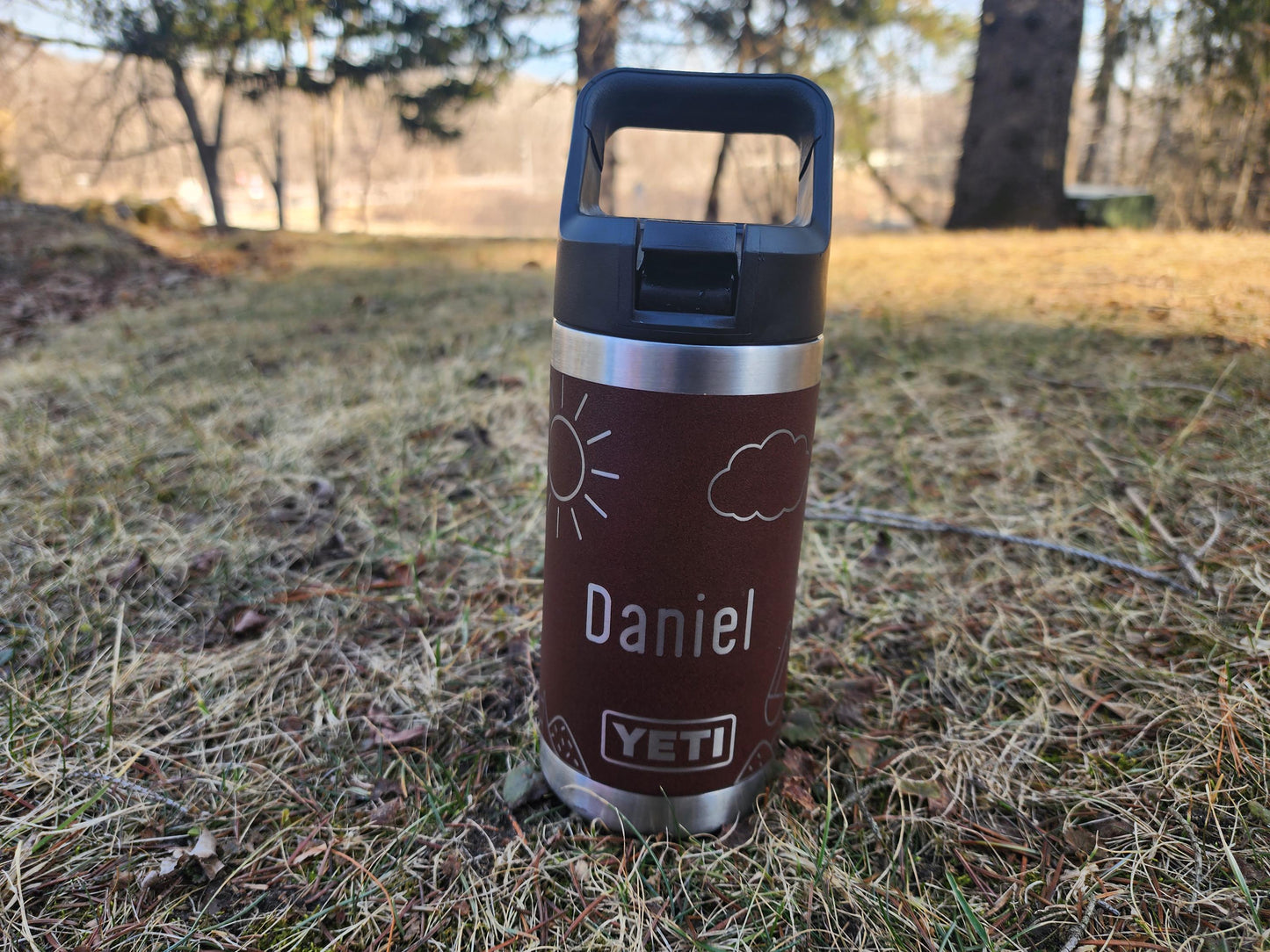 Personalized YETI Rambler Jr. 12 oz Kids Bottle – Custom Engraved Construction Design