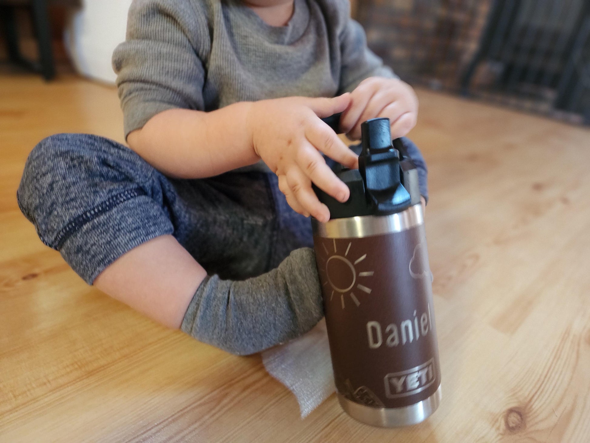 Personalized YETI Rambler Jr. 12 oz Kids Bottle – Custom Engraved Construction Design