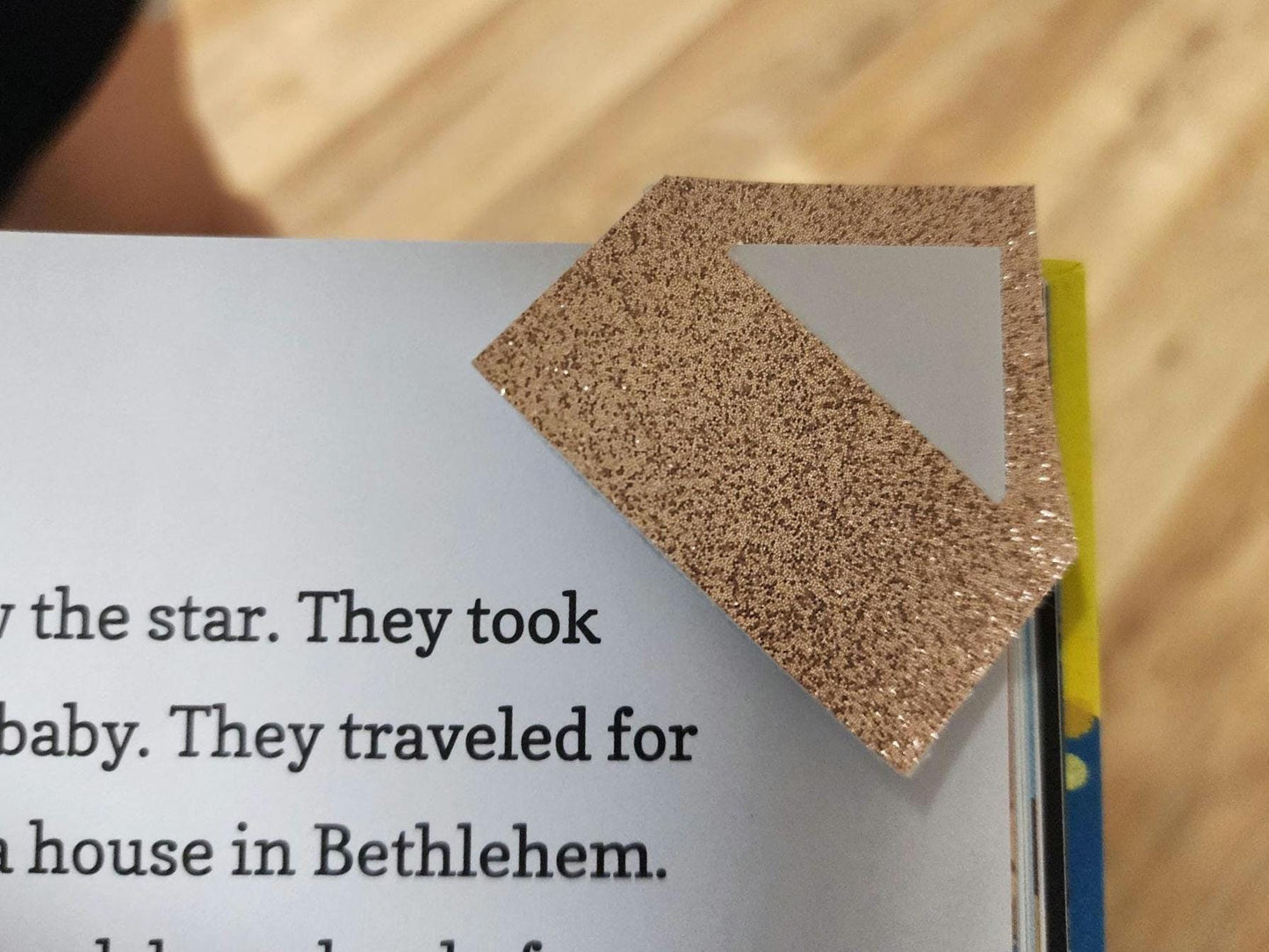 Personalized Glitter Faux Leather Corner Bookmark | Rose Gold Custom Name Bookmark | Handmade Gift for Book Lovers