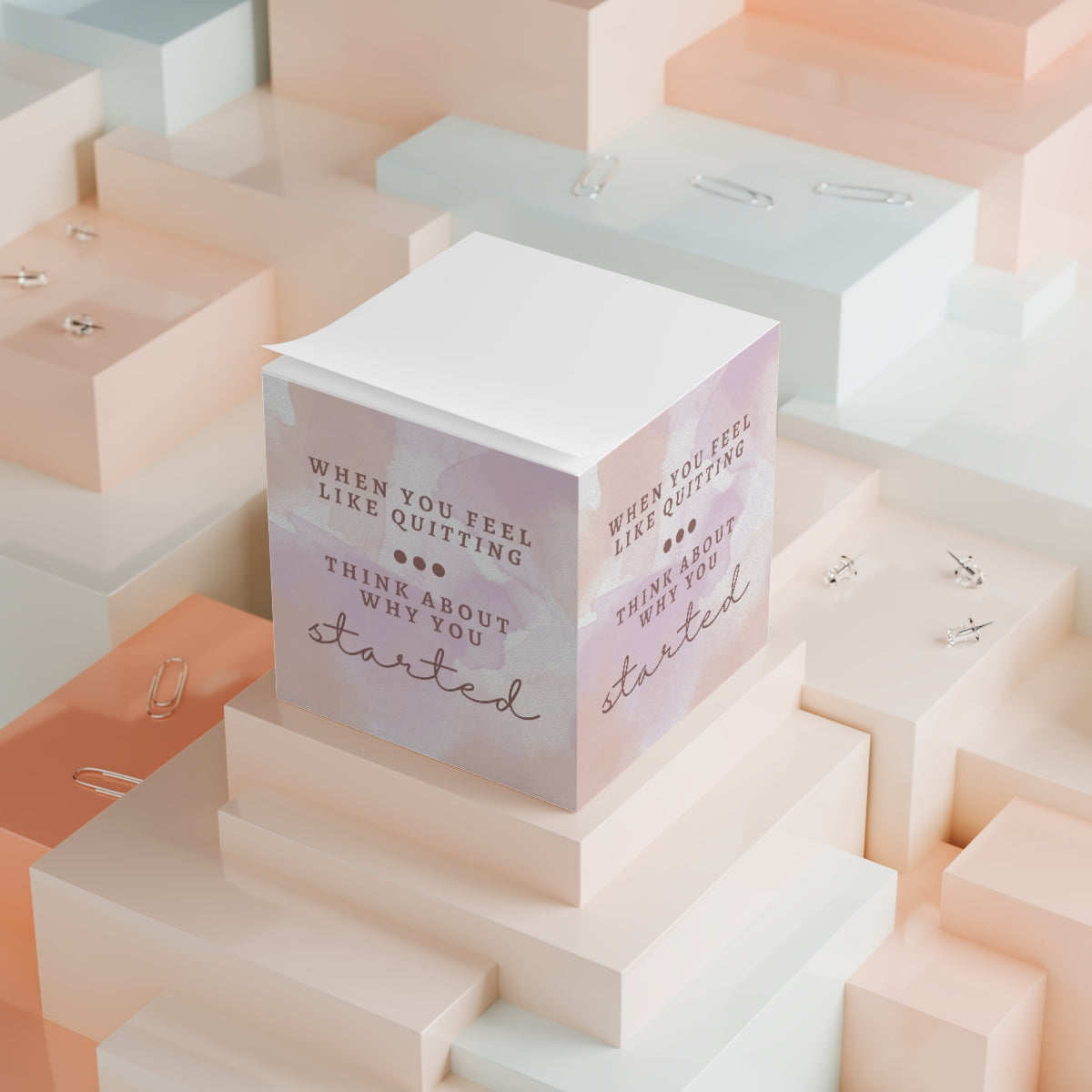 Motivation Note Cube | When you feel like quitting, think about why you started | Sticky Notes Package
