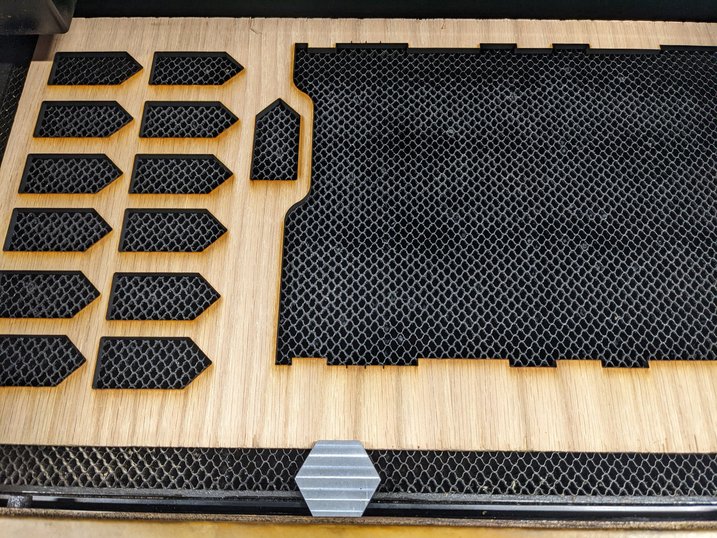 Compact Hex Metal Magnetic Hold Downs for Laser Cutting - Optimized for Glowforge and Thunder Laser Machines - Durable Aluminum - USA-Made