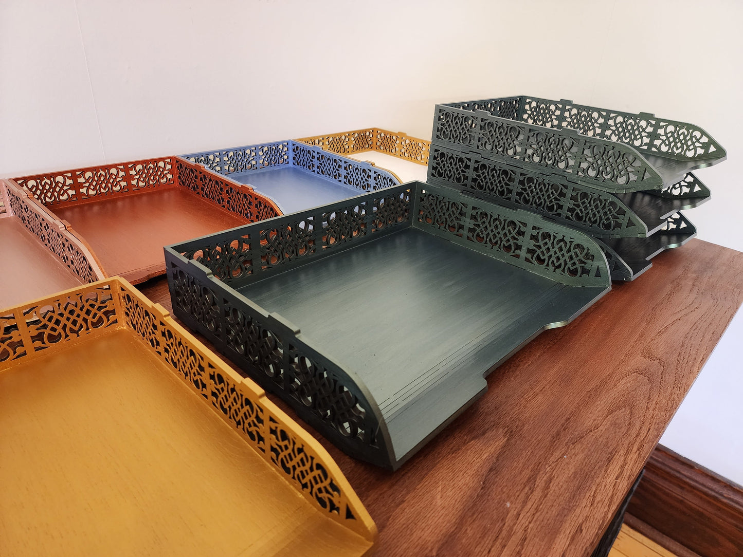 Stackable Trays | Legal Paper organizer | Office File Bins | Vintage Sheet Racks | Horizontal