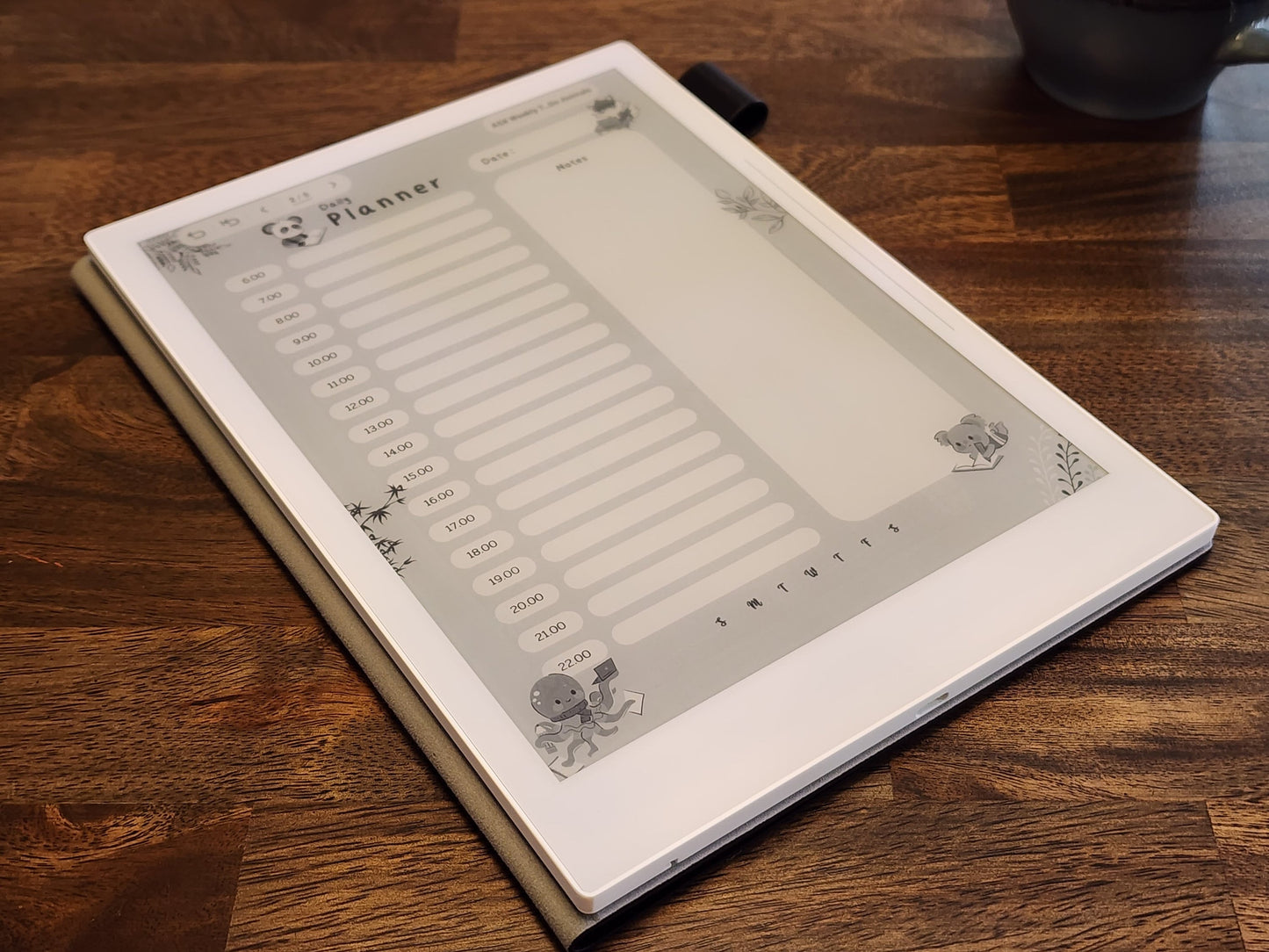 Cute Weekly Daily Planner | Animals | Supernote A5X | Notes | Hourly Tasks | Linked | BOOX Tab Ultra C