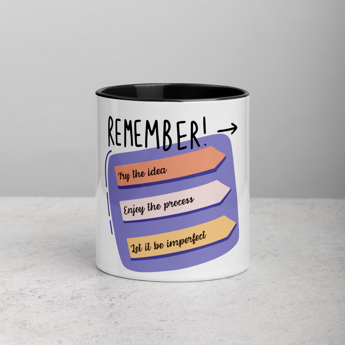 Motivation Mug | Remember: try the idea, enjoy the process and let it be imperfect!