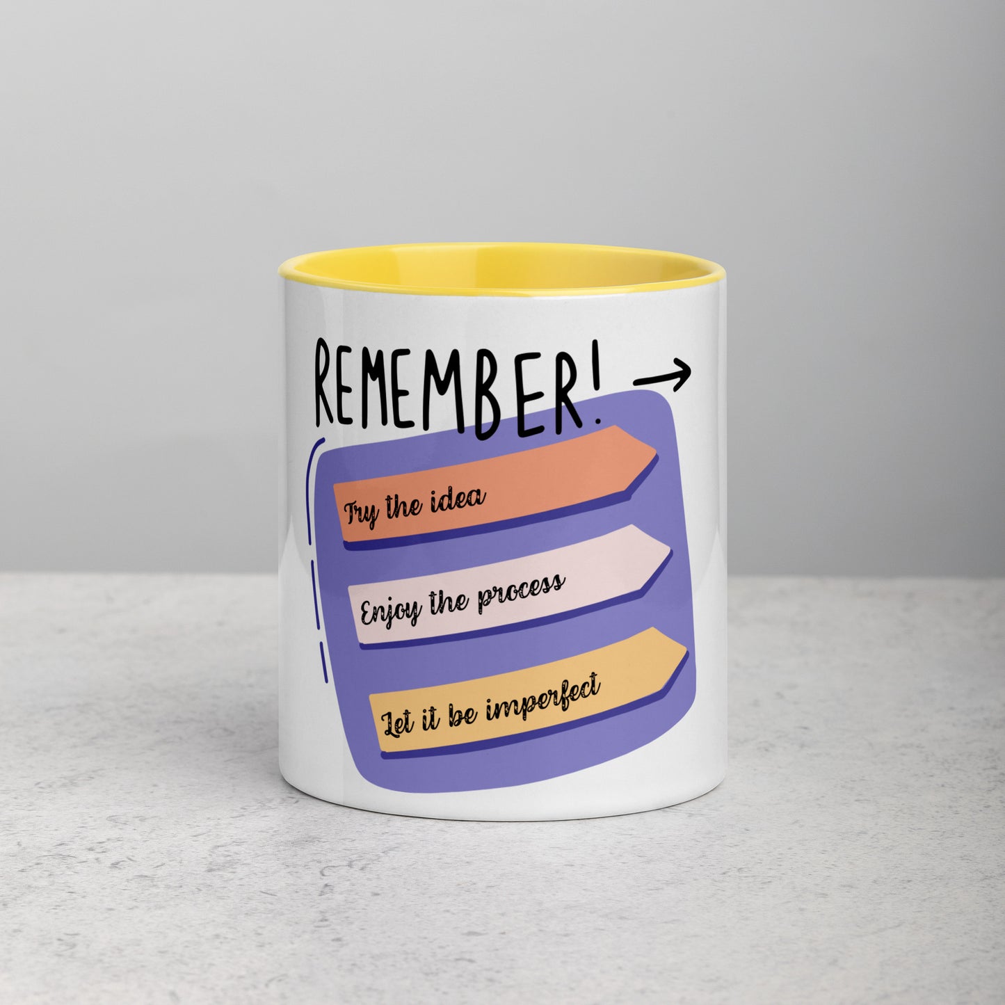 Motivation Mug | Remember: try the idea, enjoy the process and let it be imperfect!