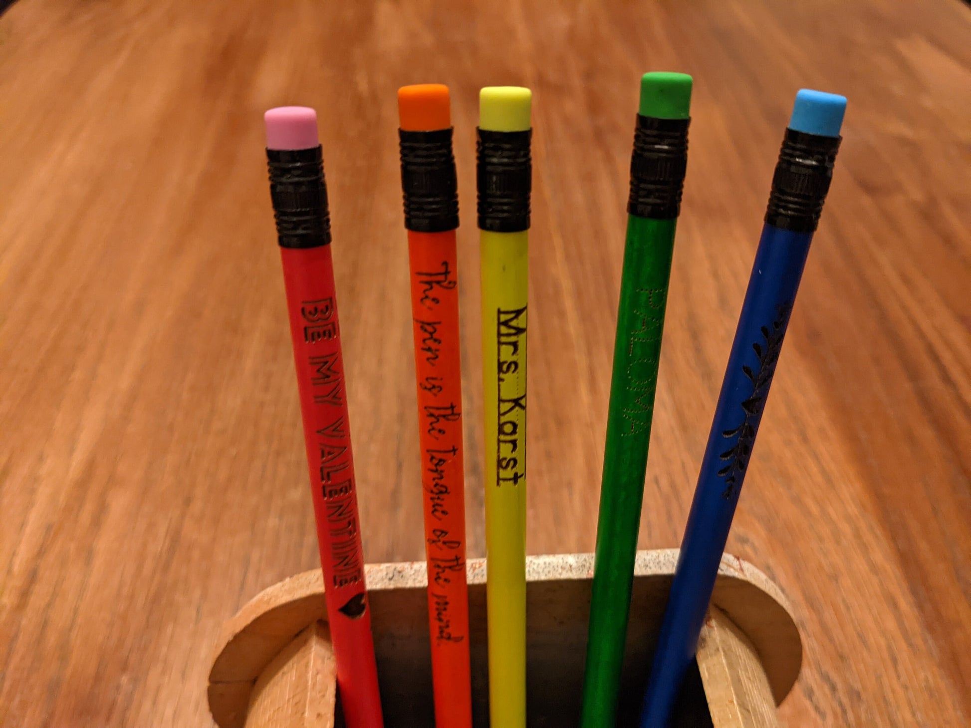 Custom Neon Pencils | Engraved Neon Wood Pencils | Gifts