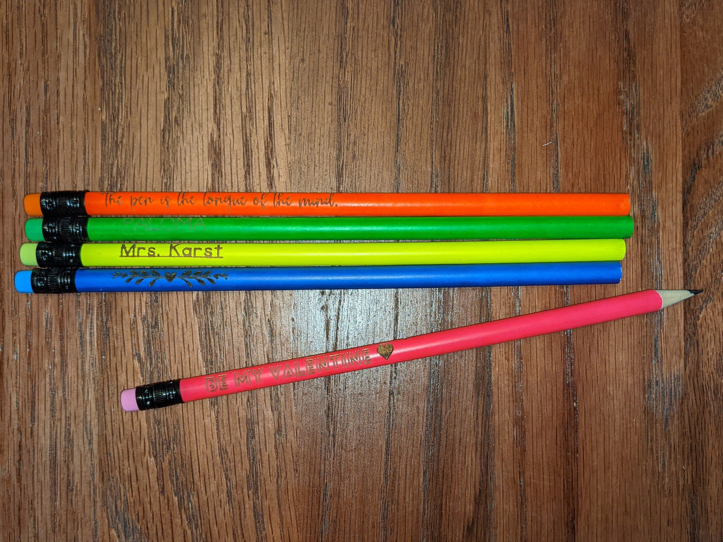 Custom Neon Pencils | Engraved Neon Wood Pencils | Gifts