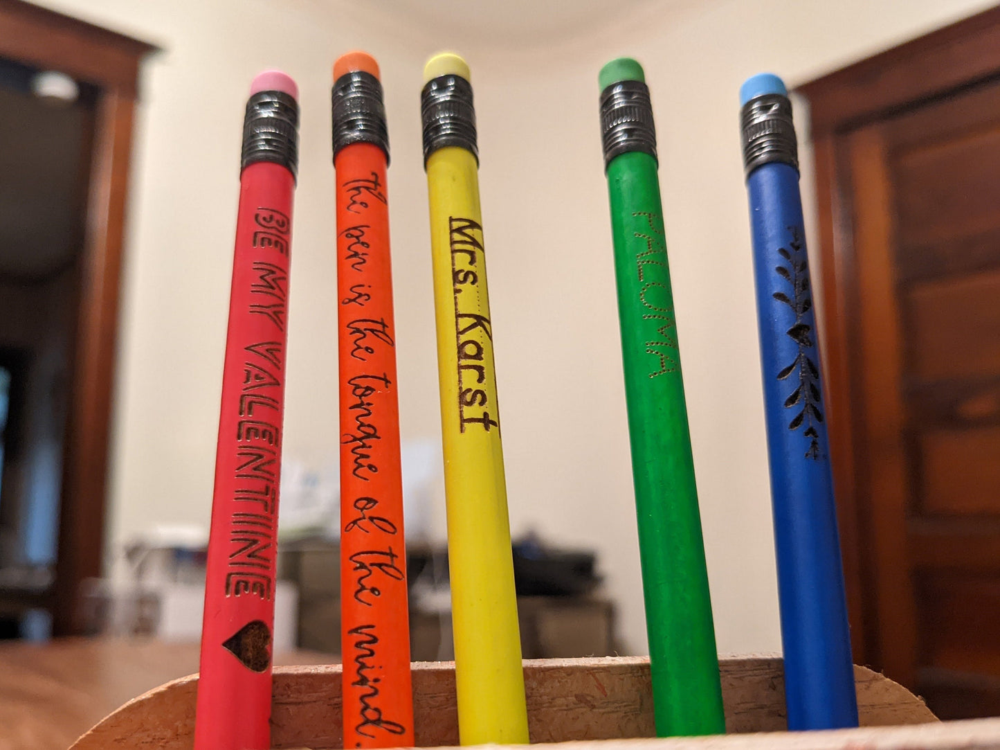 Custom Neon Pencils | Engraved Neon Wood Pencils | Gifts