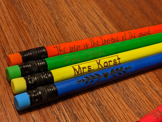 Custom Neon Pencils | Engraved Neon Wood Pencils | Gifts