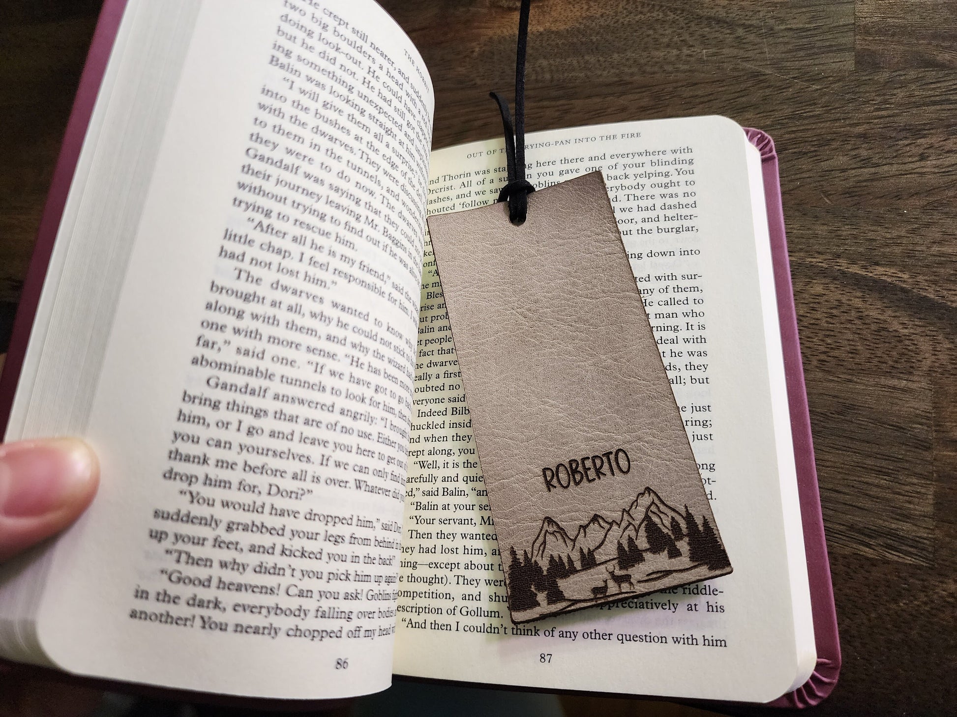 Custom Leather Bookmark | Gifts for him | Book Lovers | Mountains bookmark