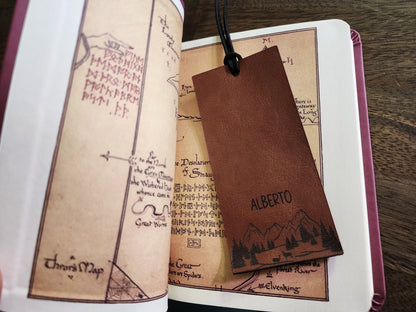 Custom Leather Bookmark | Gifts for him | Book Lovers | Mountains bookmark