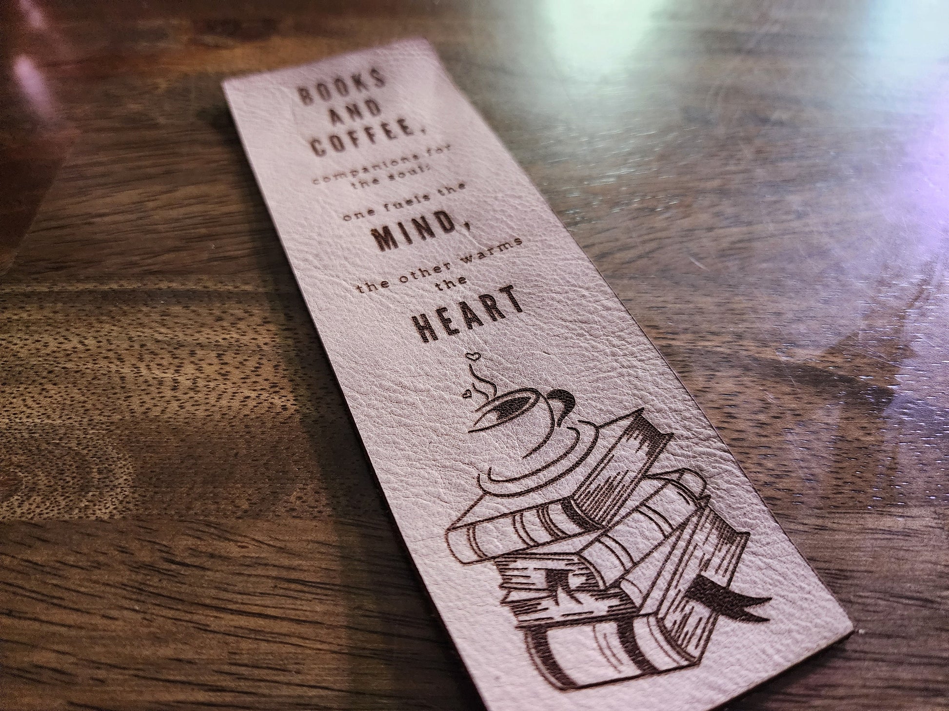 Books and coffee companions for the soul | Leather Bookmark | Unique Bookmark | Gift for Book Lovers |