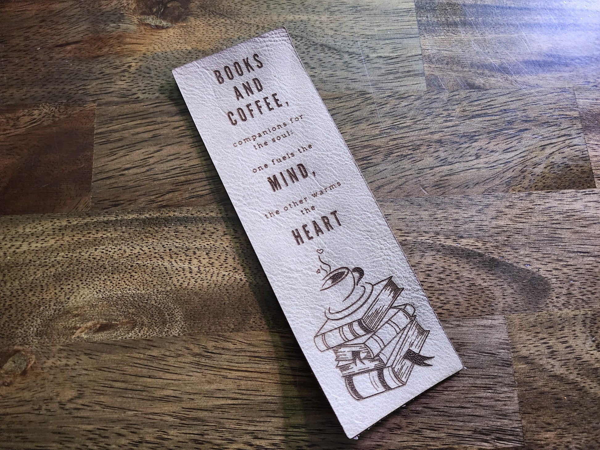 Books and coffee companions for the soul | Leather Bookmark | Unique Bookmark | Gift for Book Lovers |