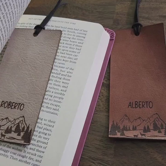 Custom Leather Bookmark | Gifts for him | Book Lovers | Mountains bookmark