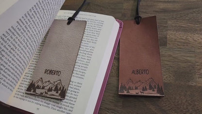 Custom Leather Bookmark | Gifts for him | Book Lovers | Mountains bookmark