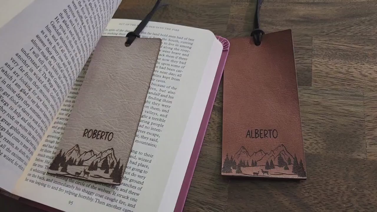 Custom Leather Bookmark | Gifts for him | Book Lovers | Mountains bookmark