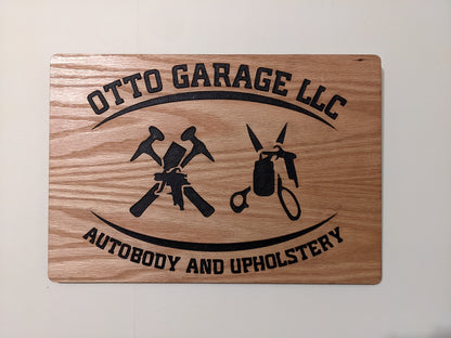 Custom Oak Leather Signs | Logo Wooden Signs | Wall Hang