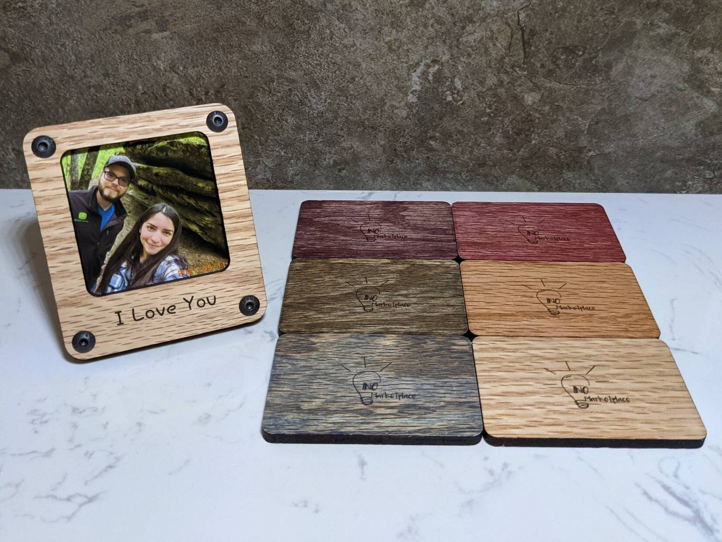 Cute Standing Picture Frame and Picture | The Perfect Gift! | Customizable | Oak