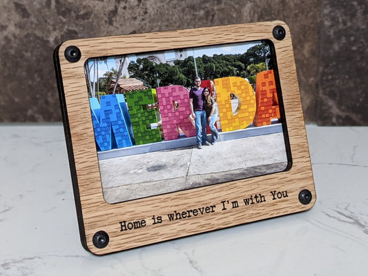 Cute Standing Picture Frame and Picture | The Perfect Gift! | Customizable | 3.5" x 5" Picture Included | Oak