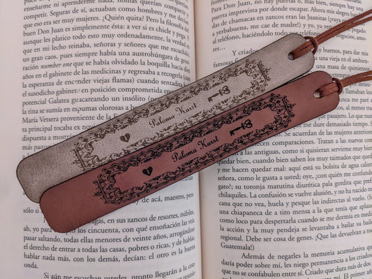 Custom Leather Bookmark | Unique Bookmark Heartlock & Key | Gift for Book Lovers