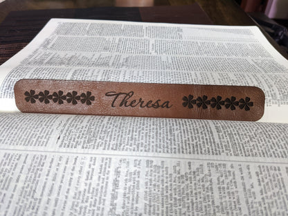 Custom Leather Bookmark | Gift for Book Lovers | Flowers | Summer